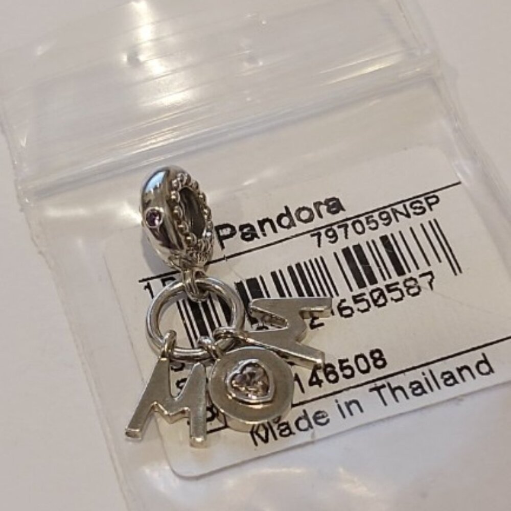 Auth Pandora *Retired* Sterling Silver Perfect Mom w/Pink Crystal 797059NSP